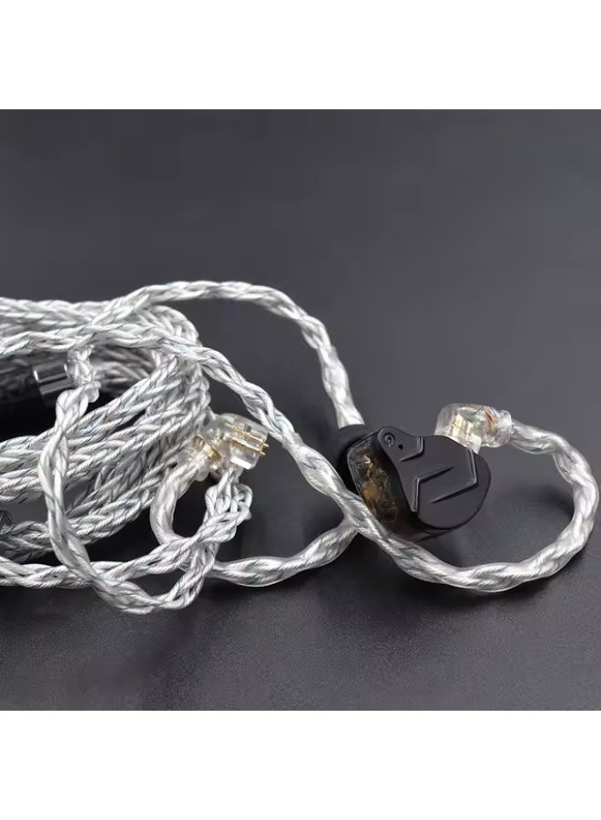 كي زد كابل صوت كي زد بتركيب 784 نواة بلون أزرق-فضي مطلي بالفضة، كابل ترقية صوت هاي فاي عالي النقاء، بمقبس 3.5mm وموصل ثنائي الدبوس، كابل استبدال منخفض الفقد وعالي النقاء لسماعات كي زد داخل الأذن - Image 4